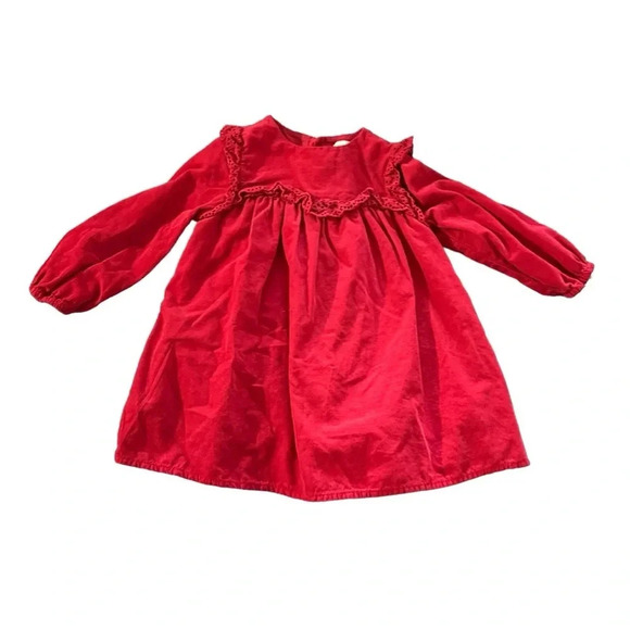 Zara baby girls size 18-24 months red corduroy dress, button down in back - Picture 4 of 4